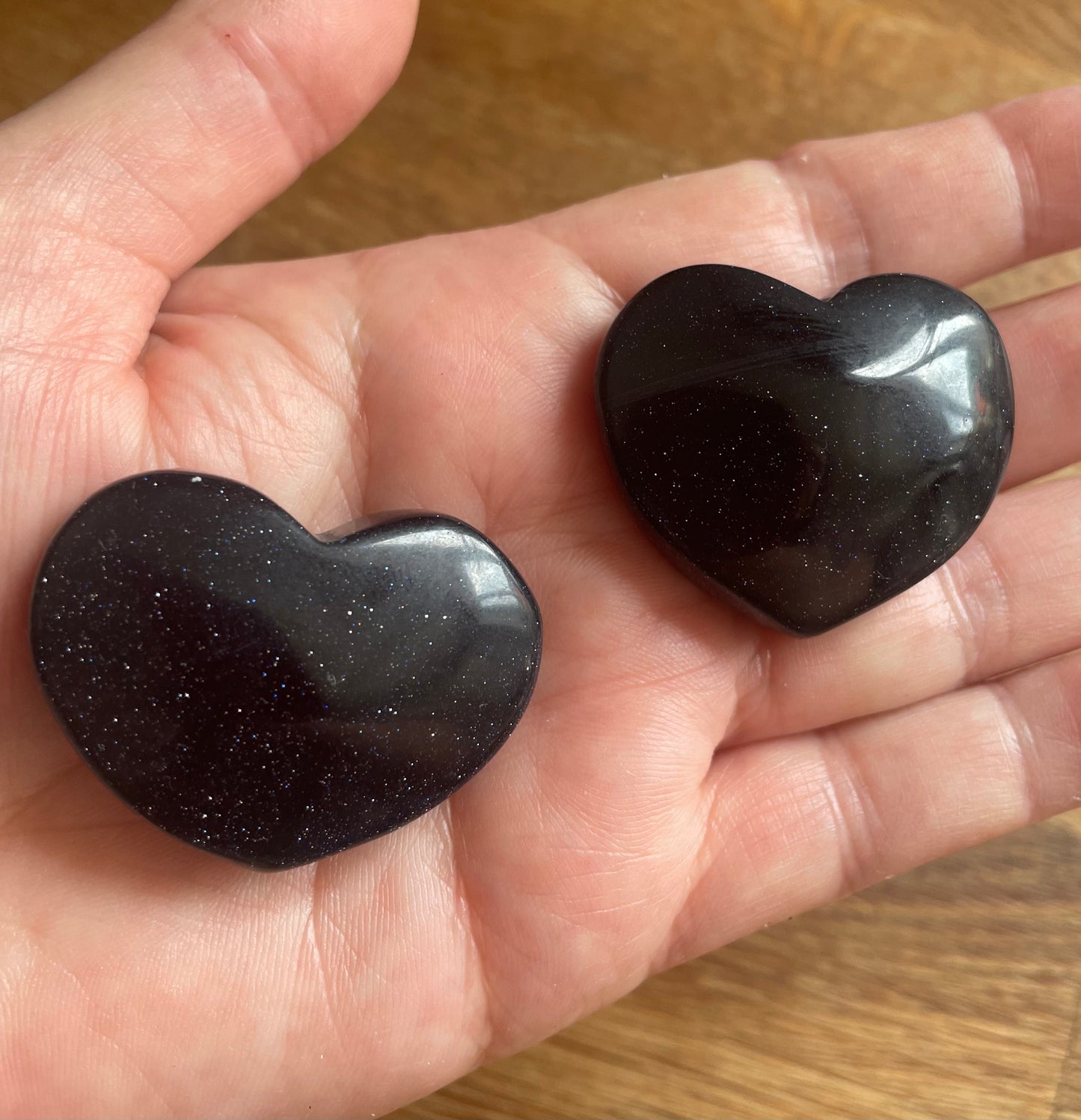 Blue goldstone heart, 3.79cm 3.99cm wide