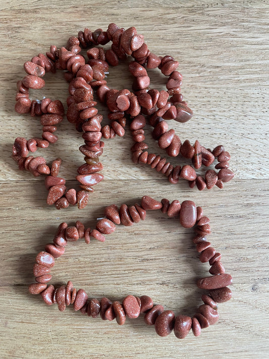 Goldstone chip bracelet