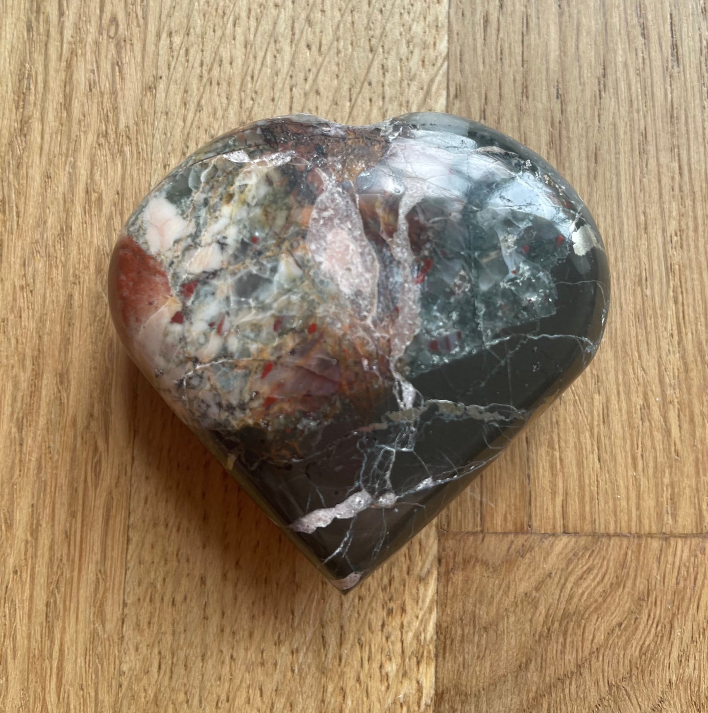 Bloodstone heart, 5.63cm x 5.93cm wide