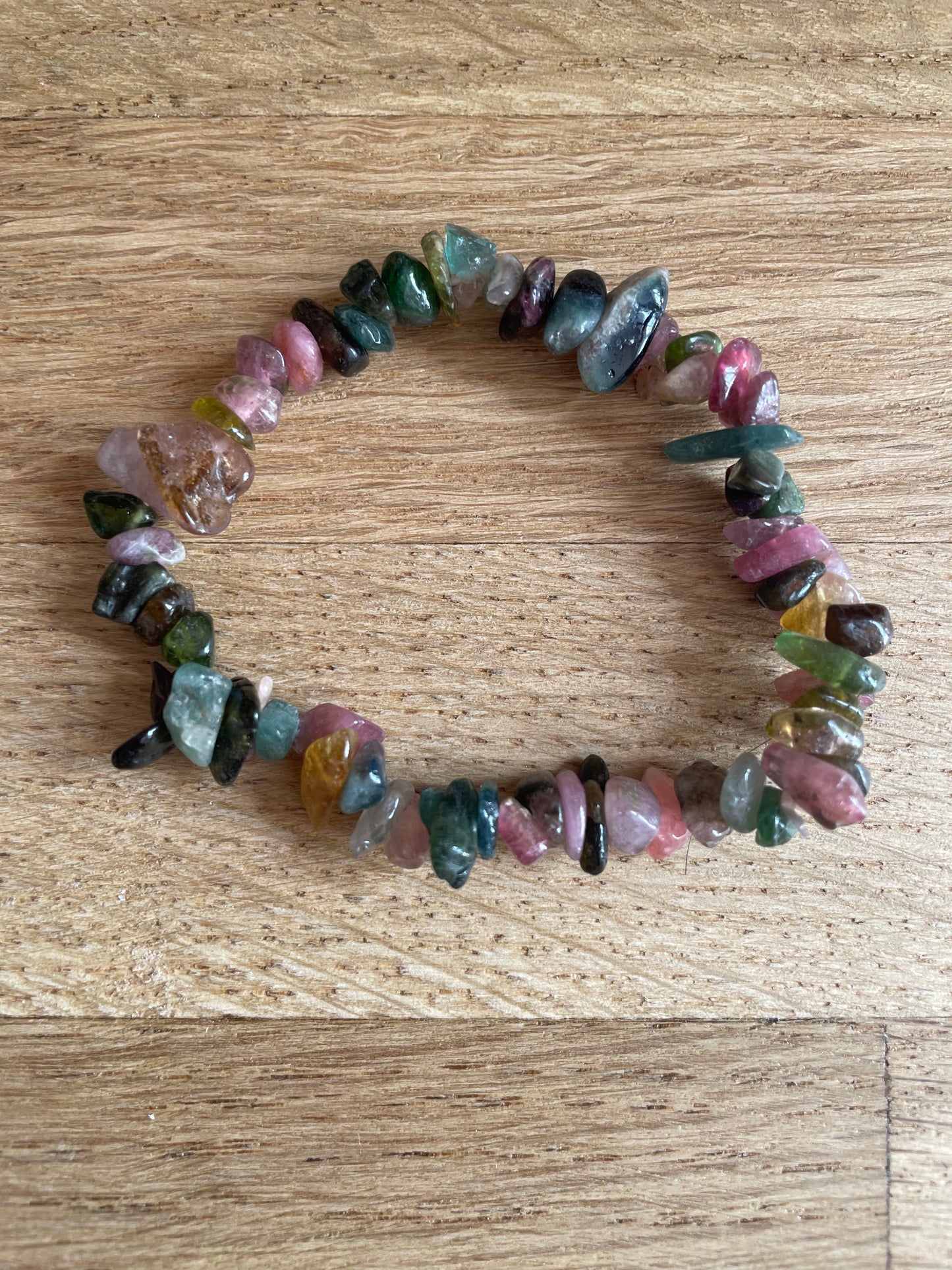 Watermelon tourmaline chip bracelet