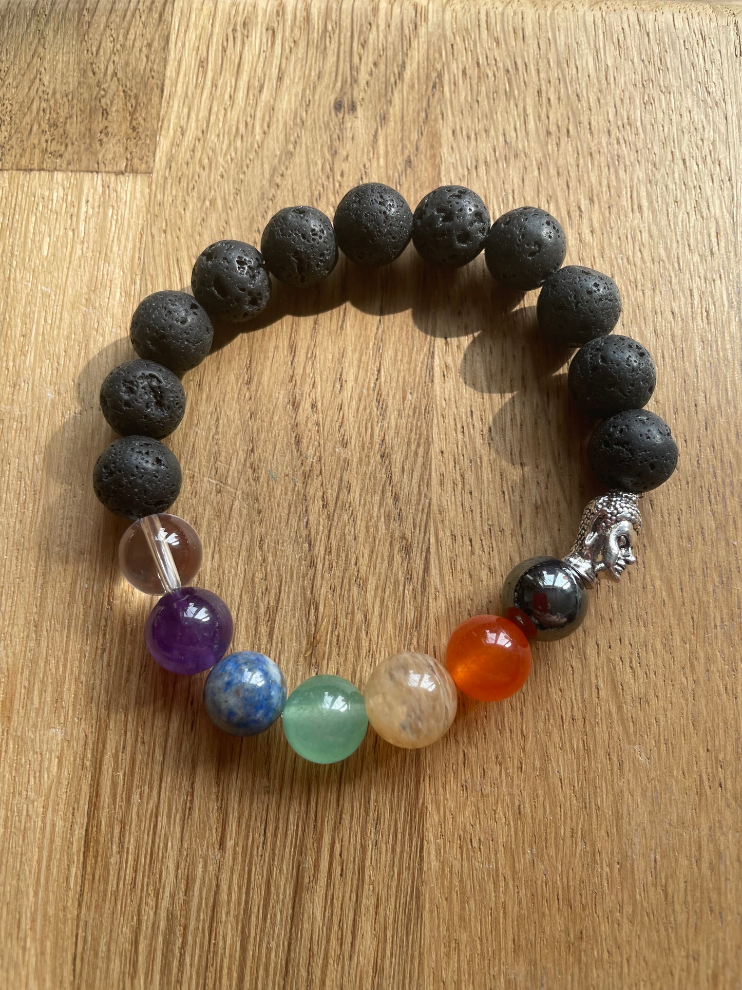 Chakra and lava bead 8mm bracelet