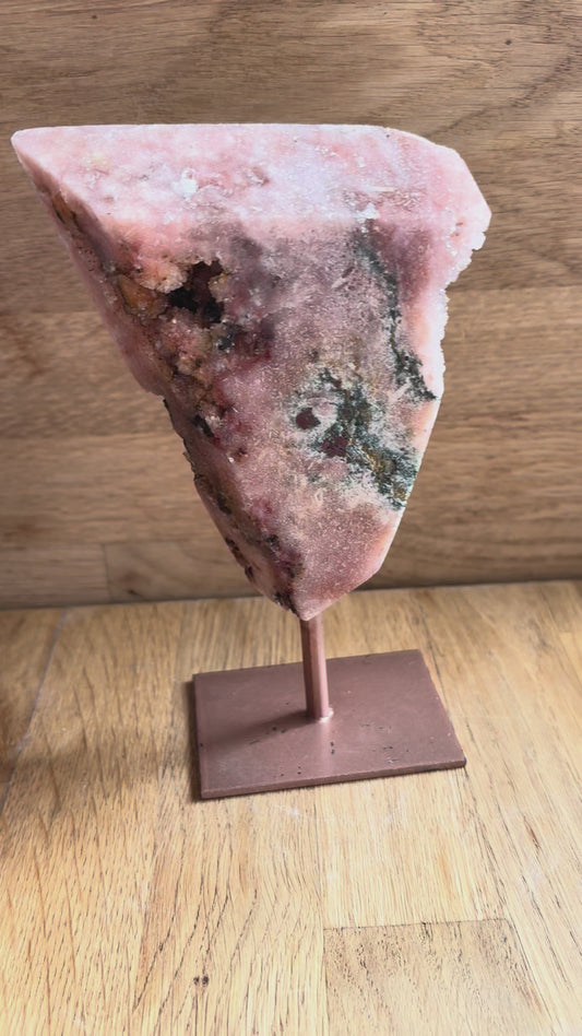 Pink amethyst on stand