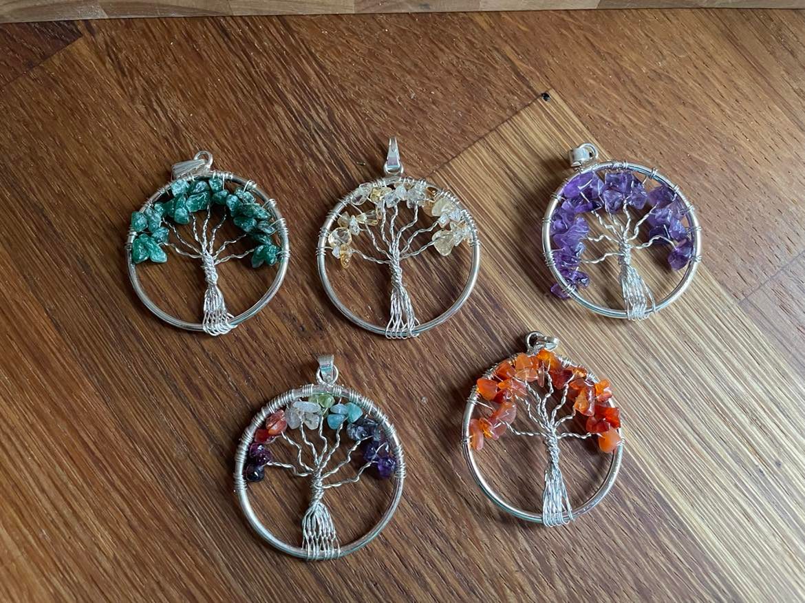 Tree of life gemstone pendant
