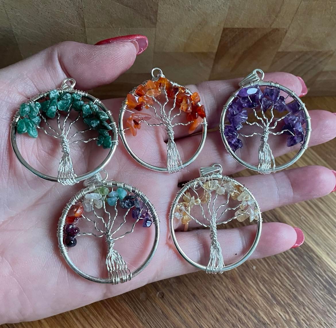 Tree of life gemstone pendant