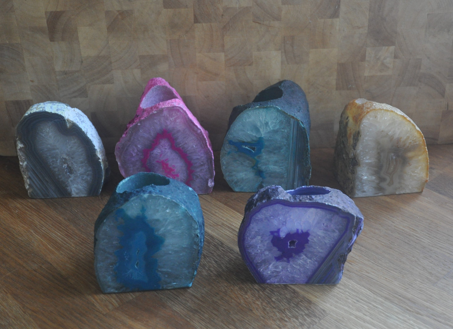 Agate geode tea light holder