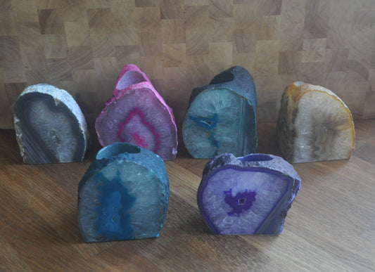 Agate geode tea light holder