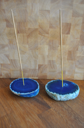 Agate slice incense holder