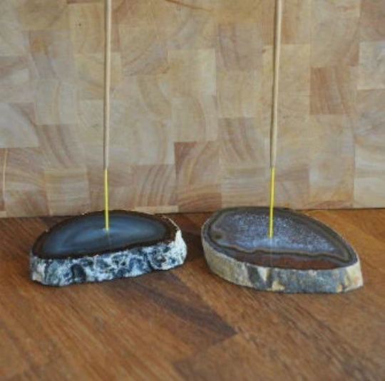 Agate slice incense holder