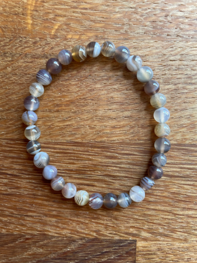 Botswana agate 6mm beaded bracelet