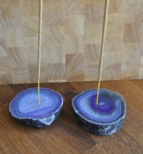 Agate slice incense holder