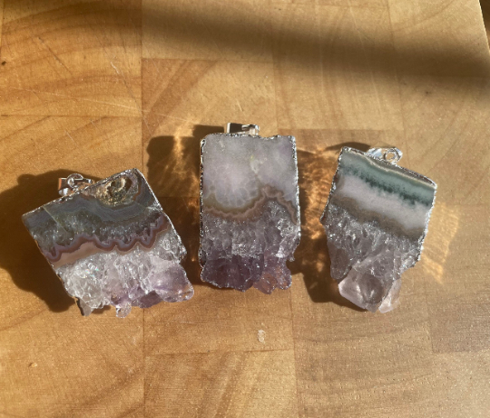 Amethyst slice pendant