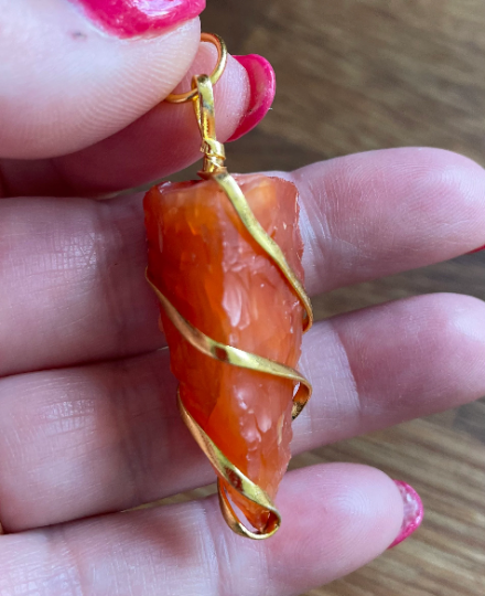 Raw carnelian wire wrapped