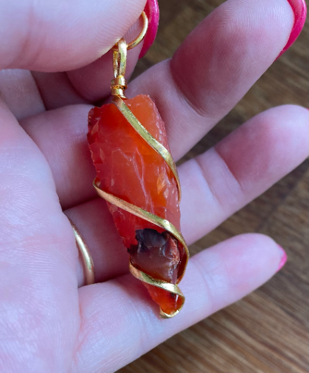 Raw carnelian wire wrapped