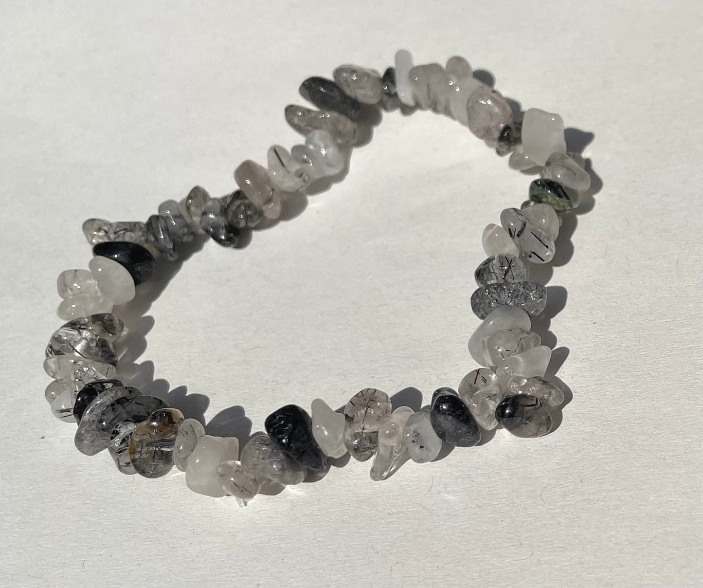 Tourmalinated quartz chip bracelet