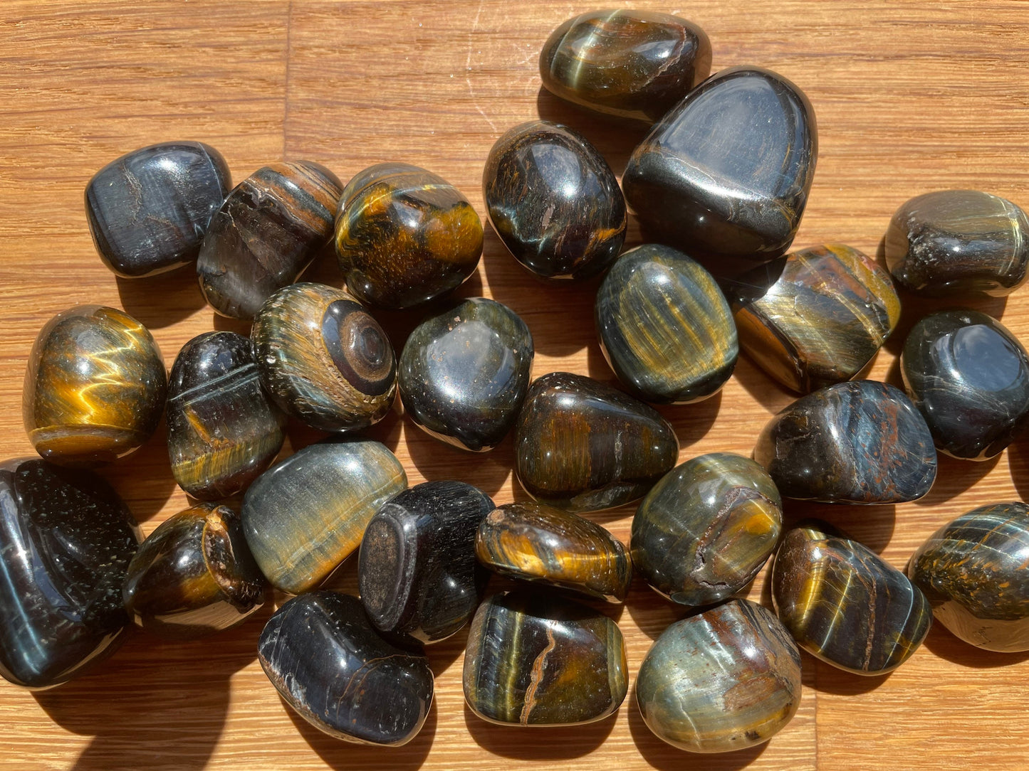 Blue tigers eye tumble stone