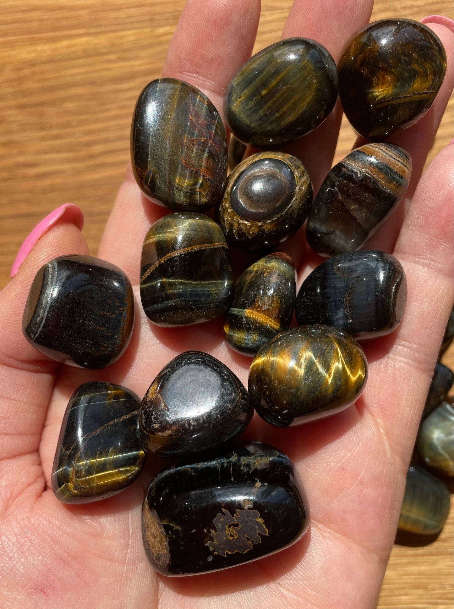 Blue tigers eye tumble stone