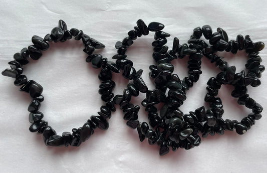 Black obsidian chip bracelets