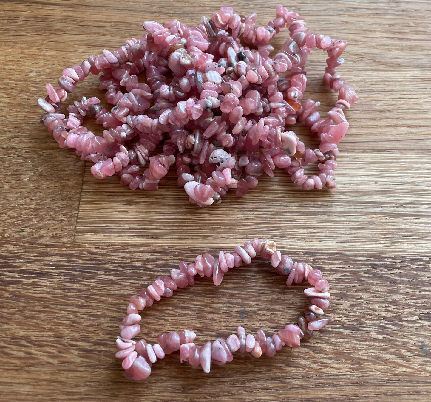 Rhodochrosite chip bracelets