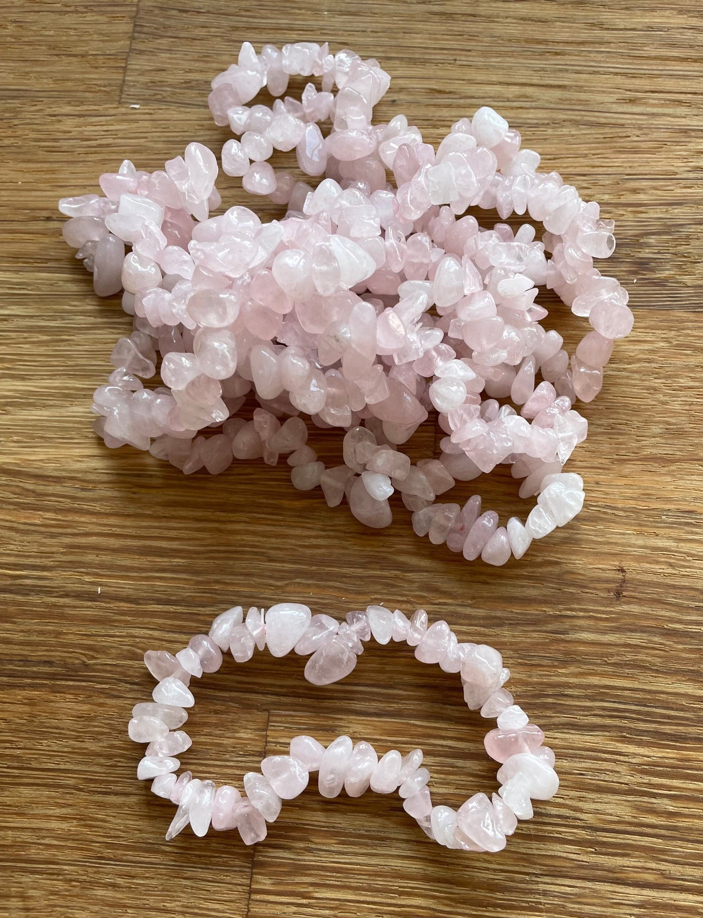 Rose quartz chip bracelet