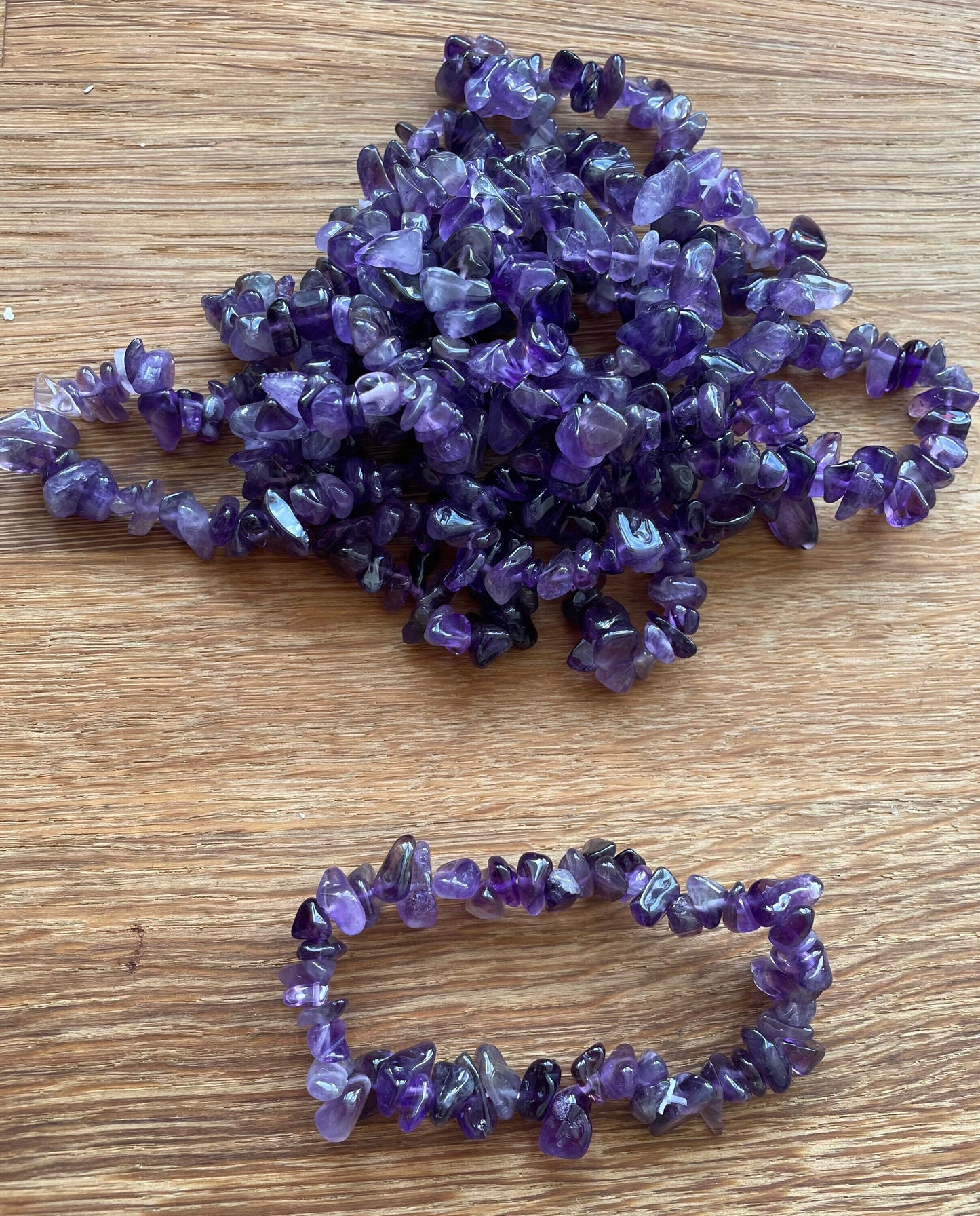 Amethyst chip bracelet