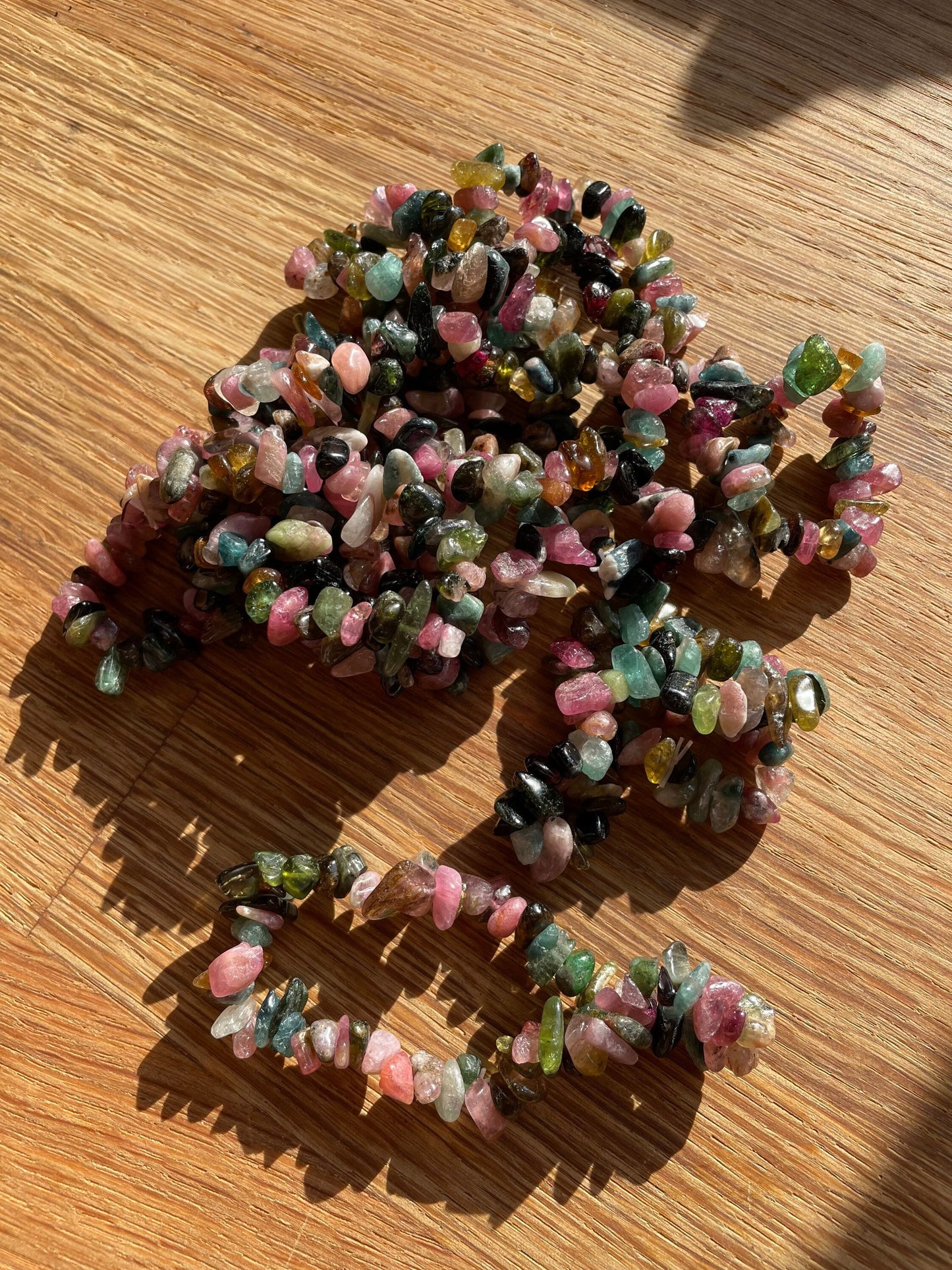 Watermelon tourmaline chip bracelet