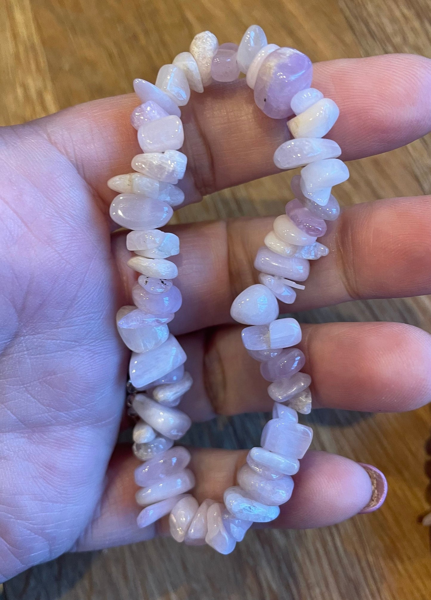 Kunzite chip bracelet