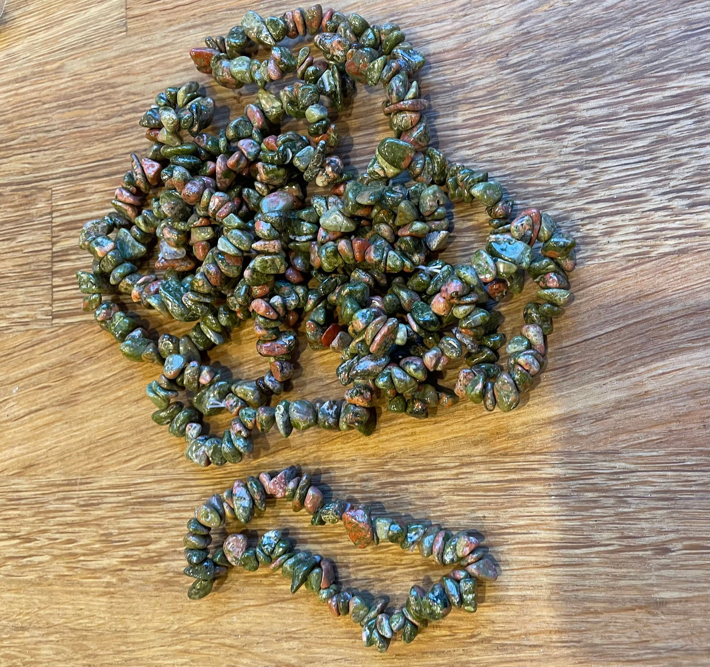 Unakite chip bracelet