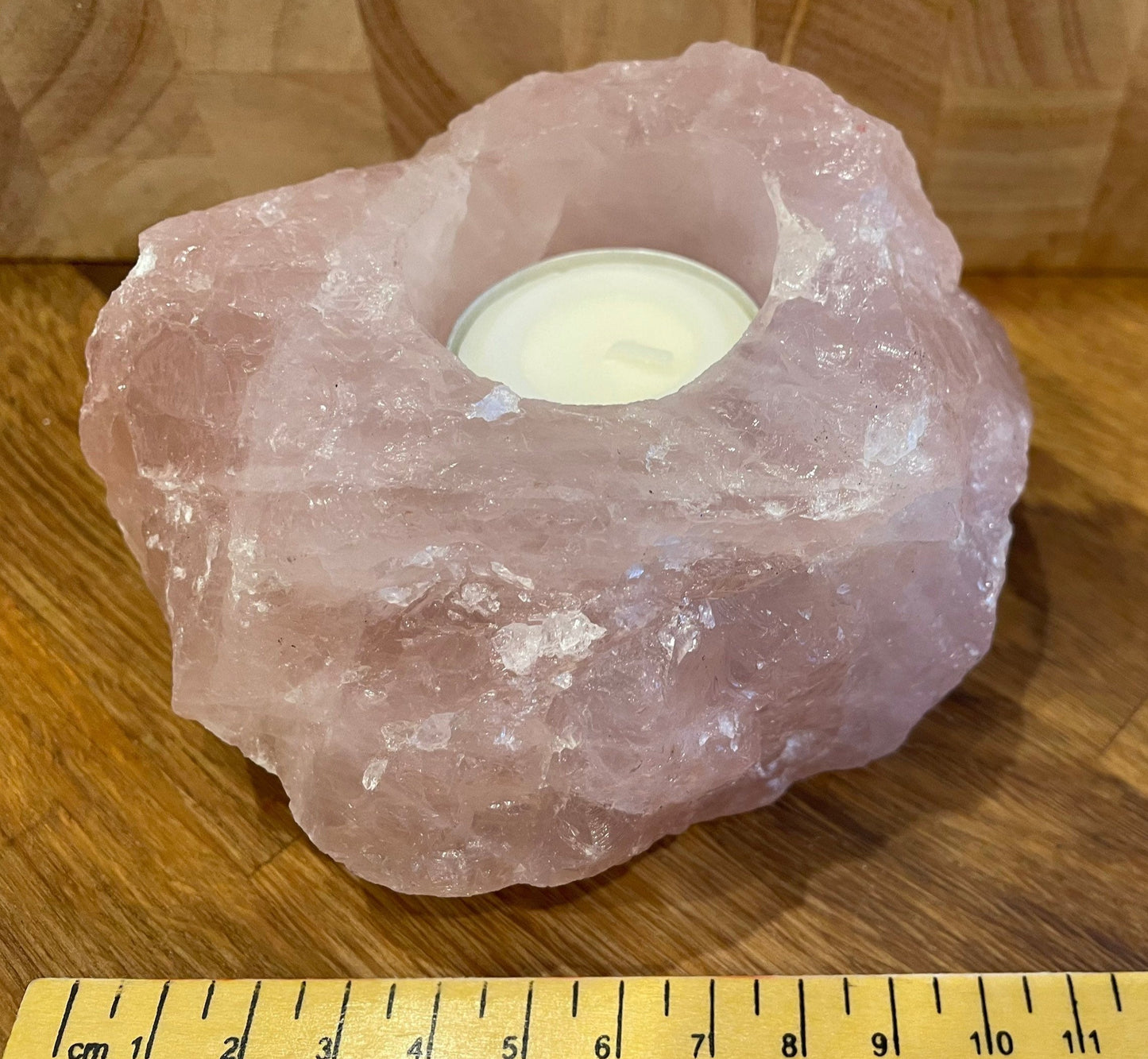 Rose quartz tea light holder