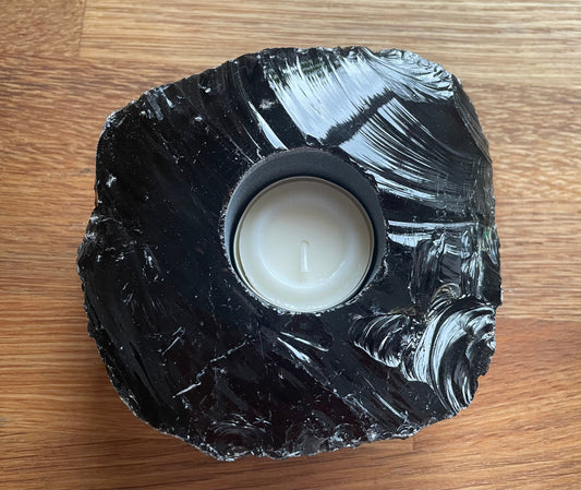 Black obsidian tea light holder