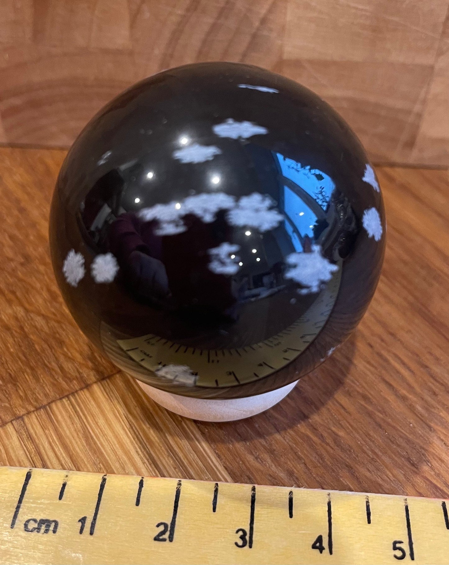 Snowflake obsidian sphere, 4.5cm