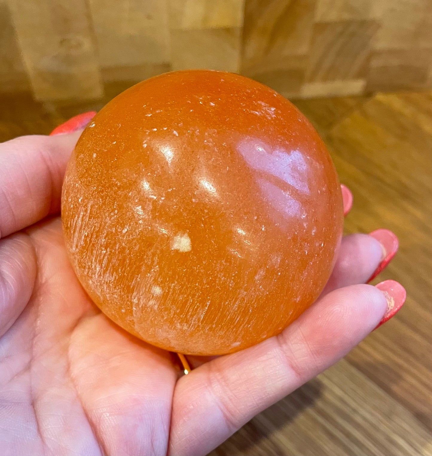 Red selenite sphere