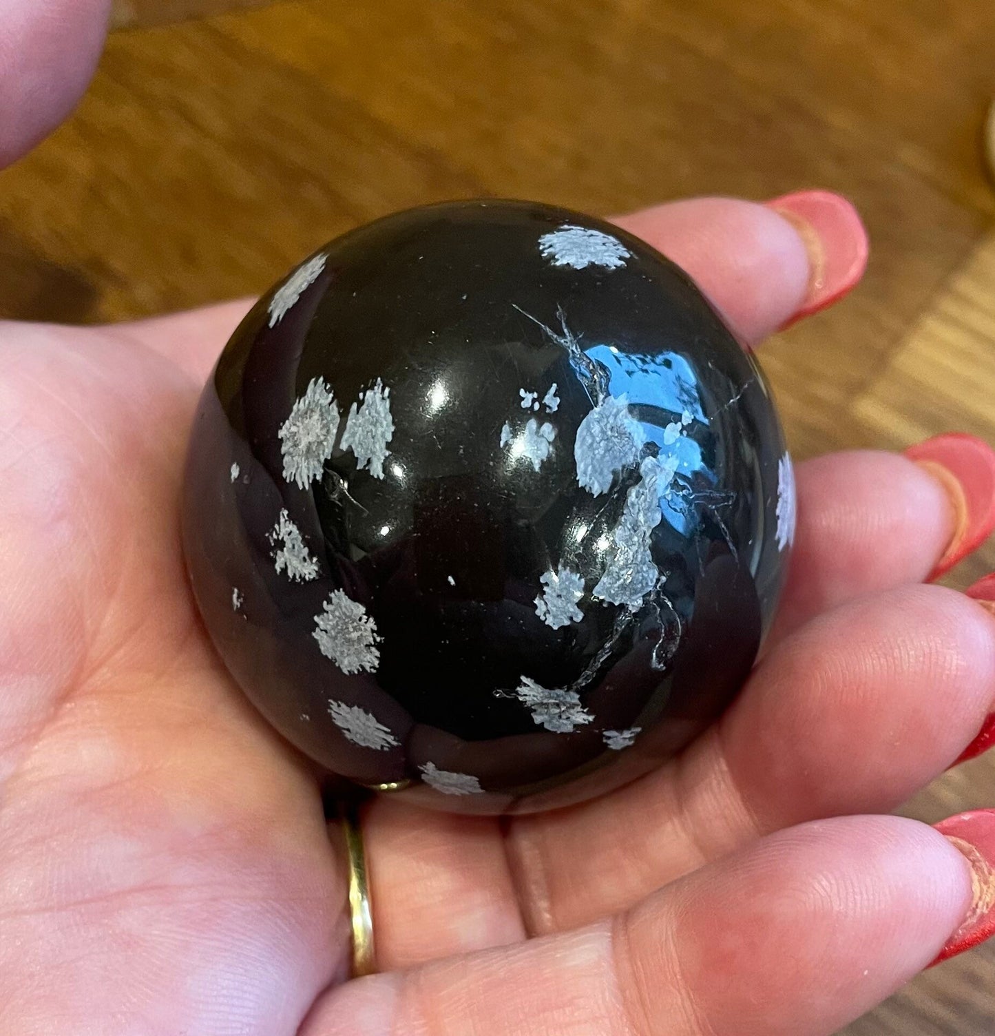 Snowflake obsidian sphere, 4.5cm