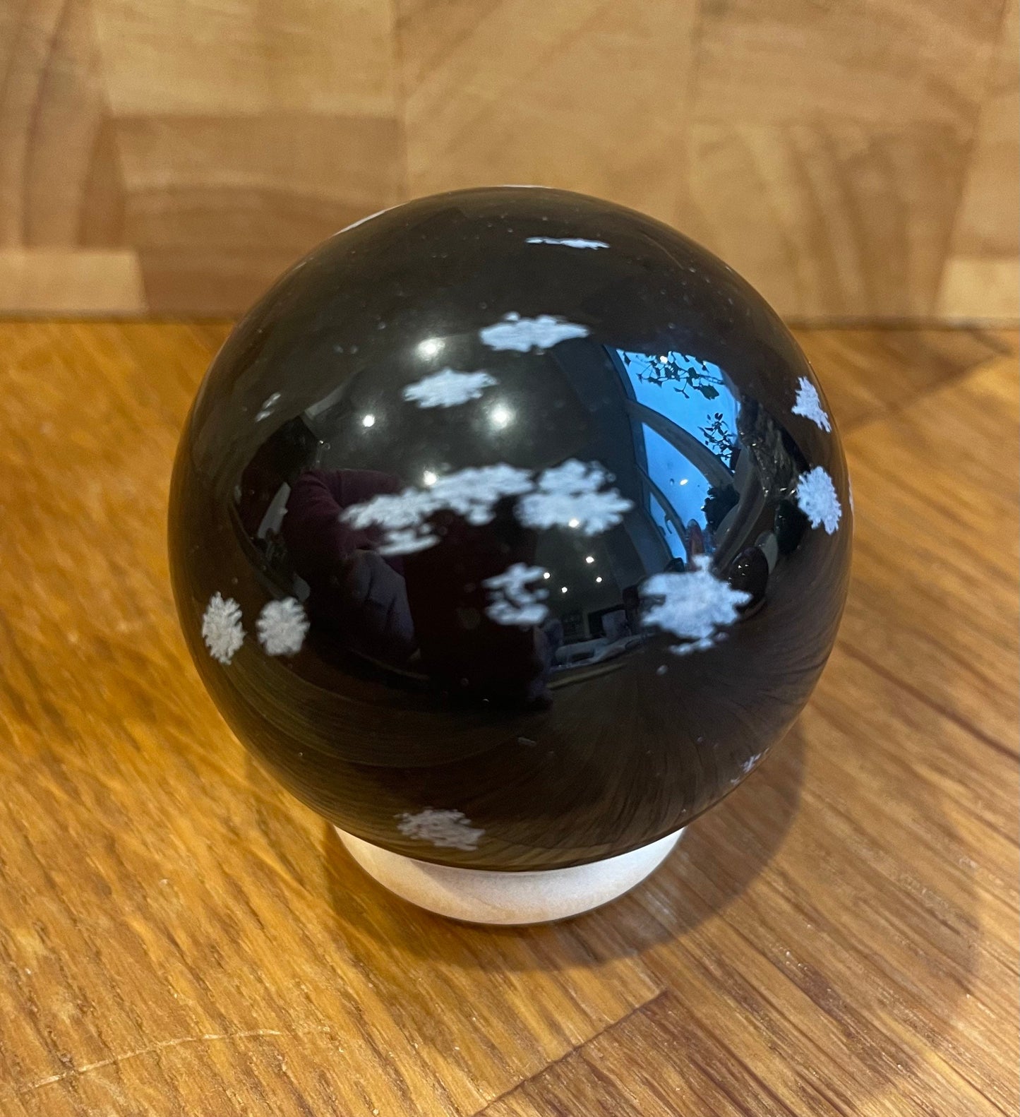 Snowflake obsidian sphere, 4.5cm