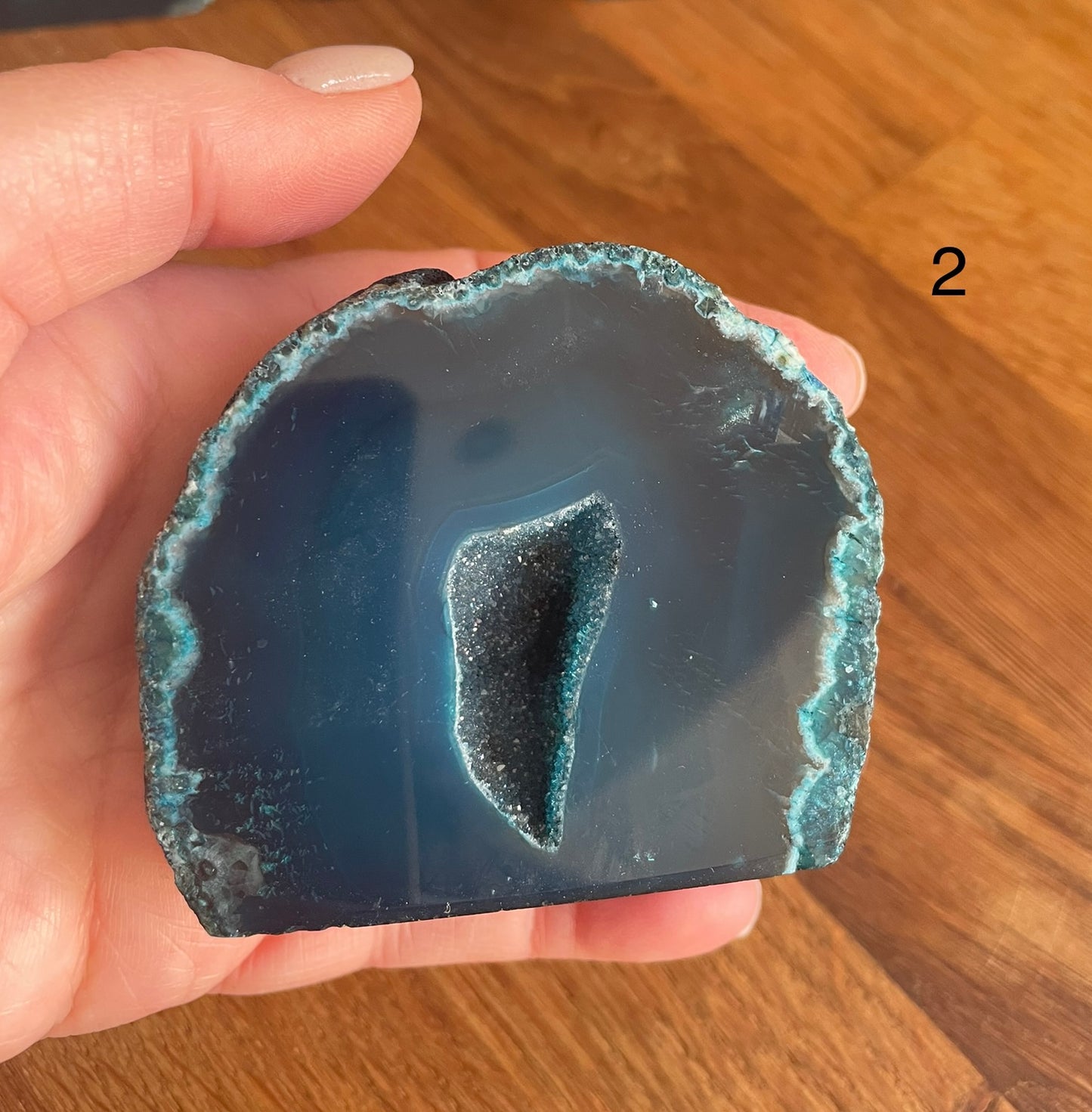 Teal agate geode