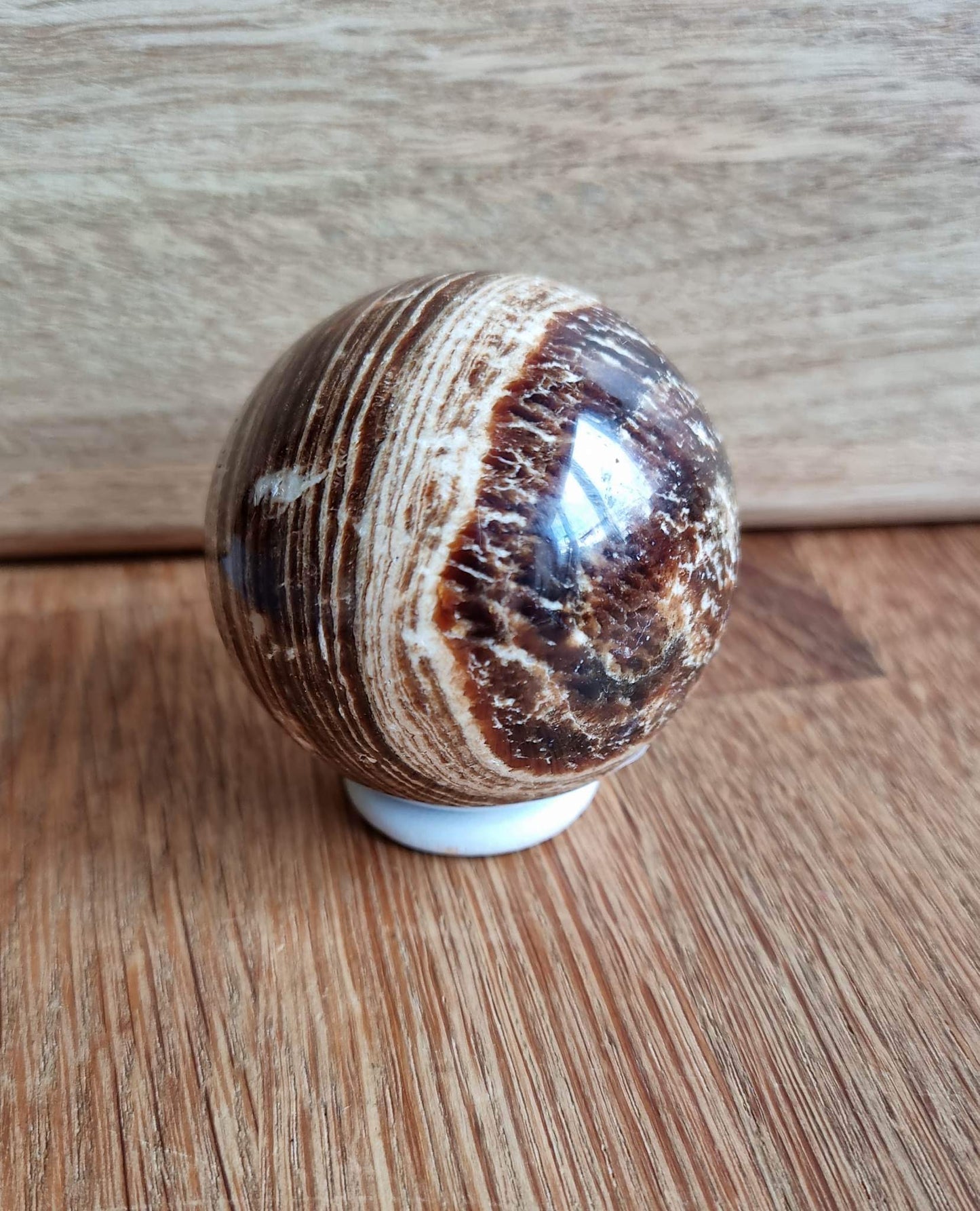 Chocolate calcite / aragonite sphere 5.58cm - was £29.50, now £21