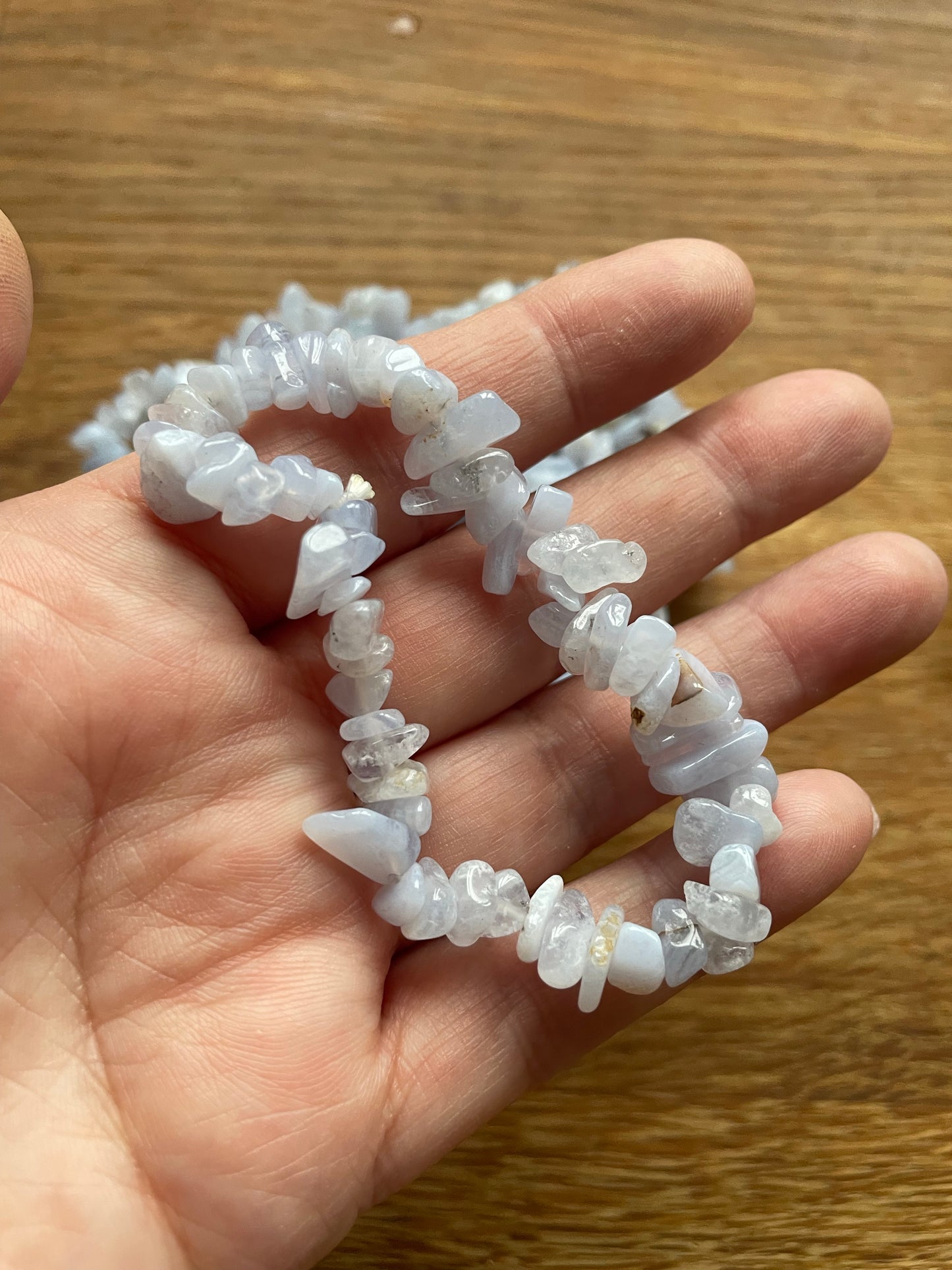 Blue lace agate chip bracelet