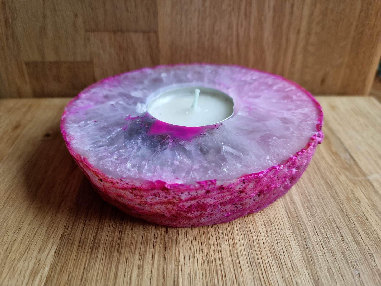 Agate slice tea light holder