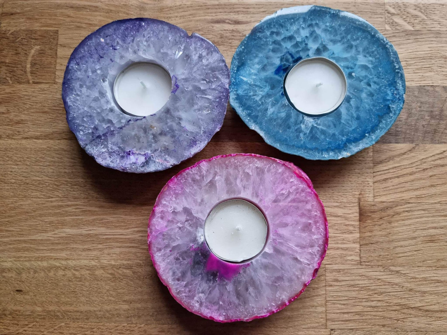 Agate slice tea light holder