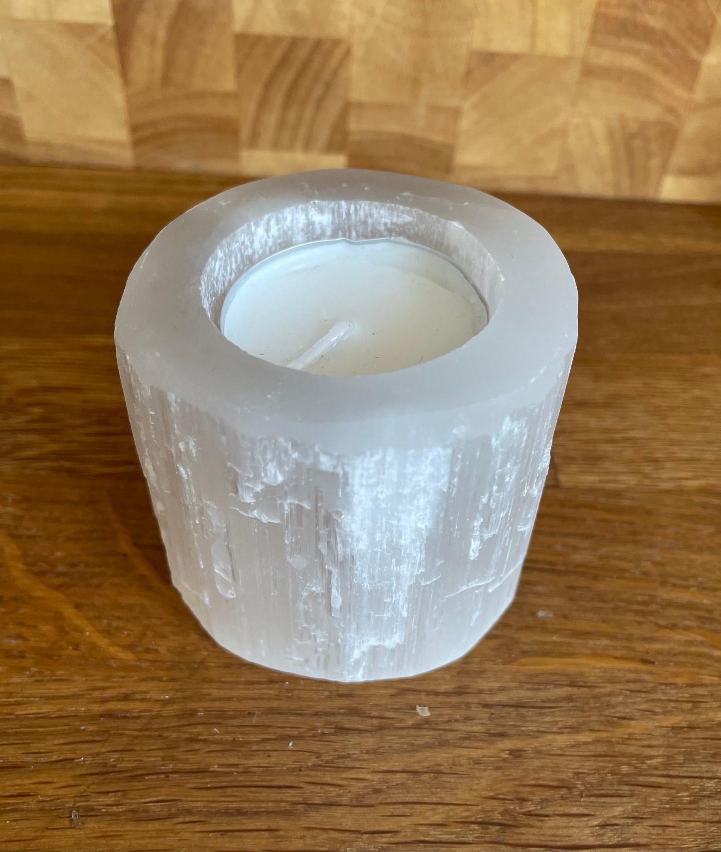 Selenite tea light holder