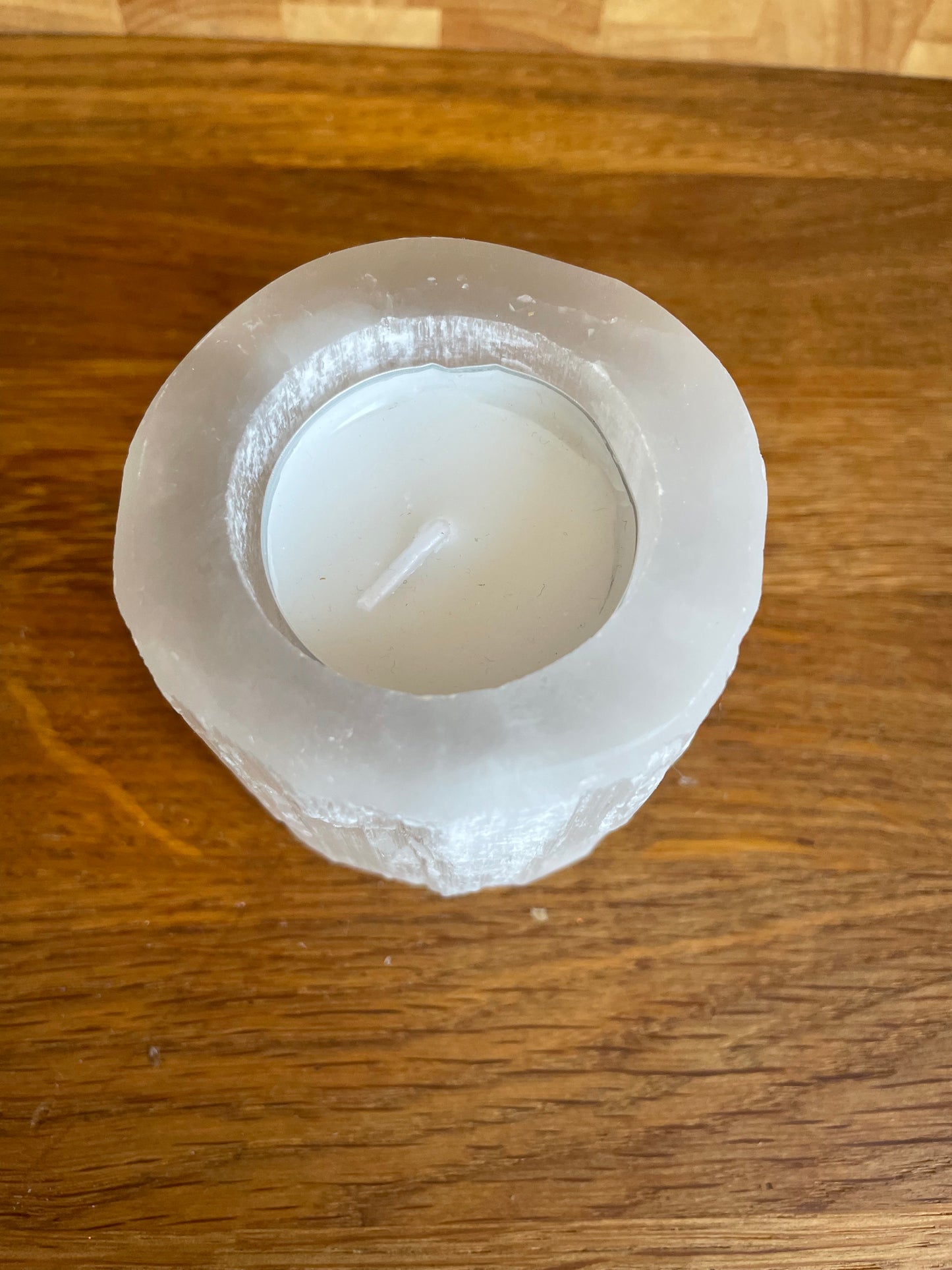 Selenite tea light holder