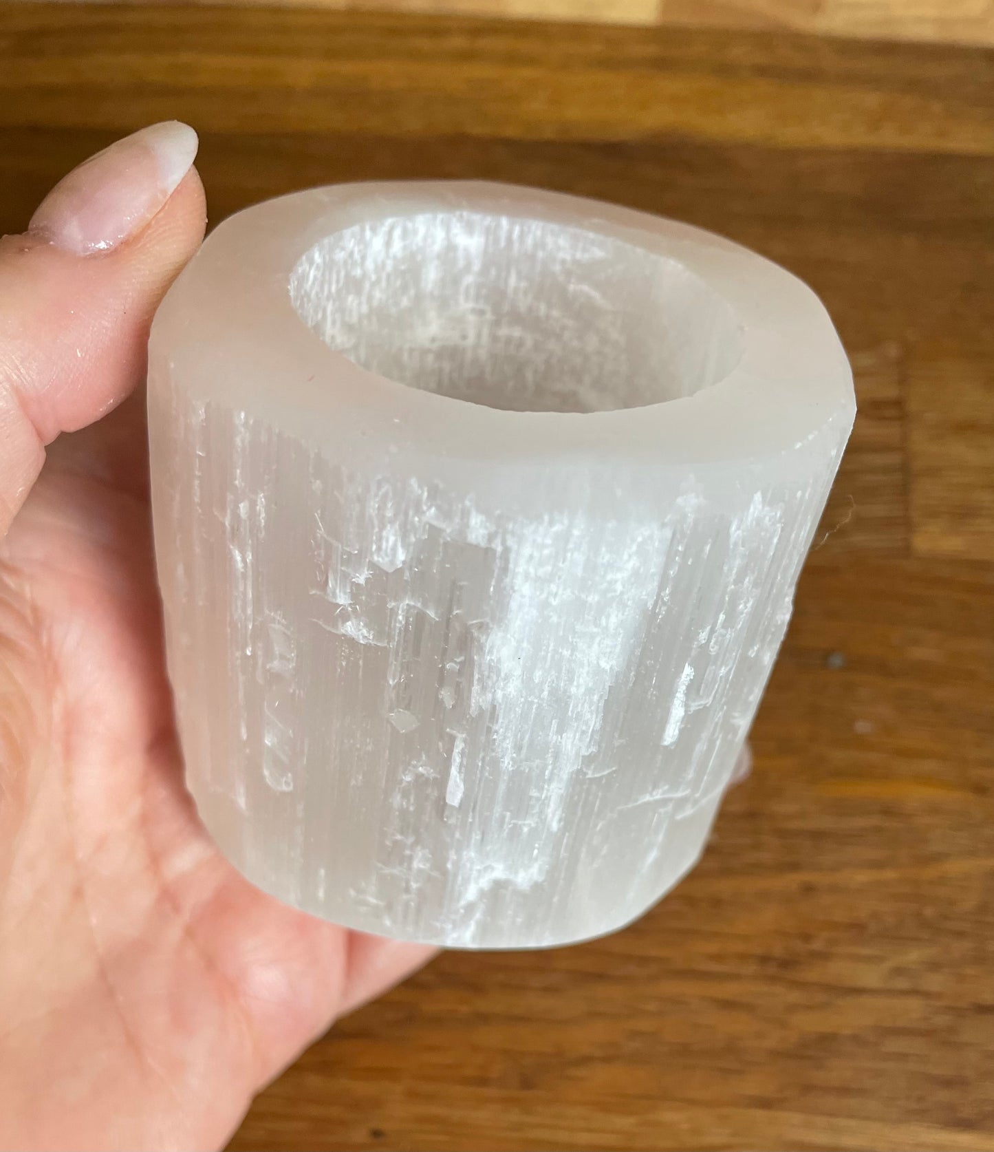 Selenite tea light holder