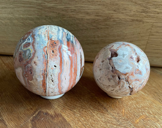 Crazy lace agate sphere - were £64 and £39, now £52 and £33