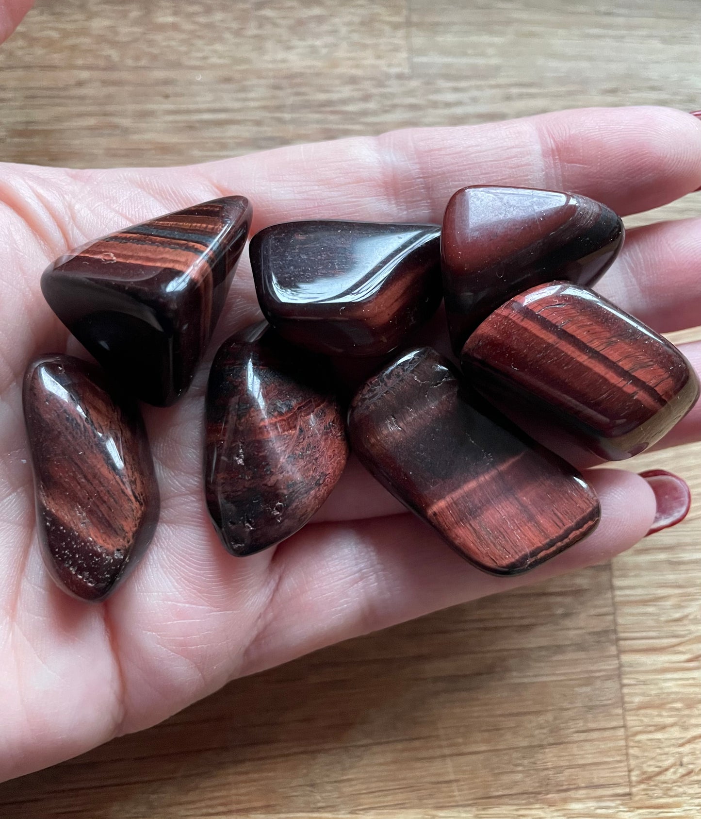 Red tiger’s eye tumble stone