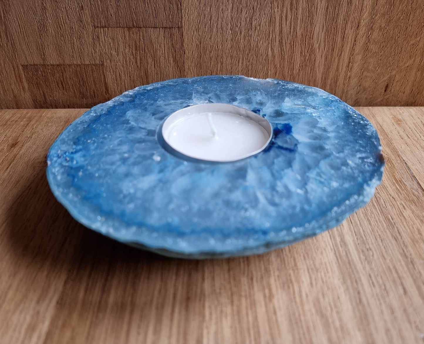 Agate slice tea light holder