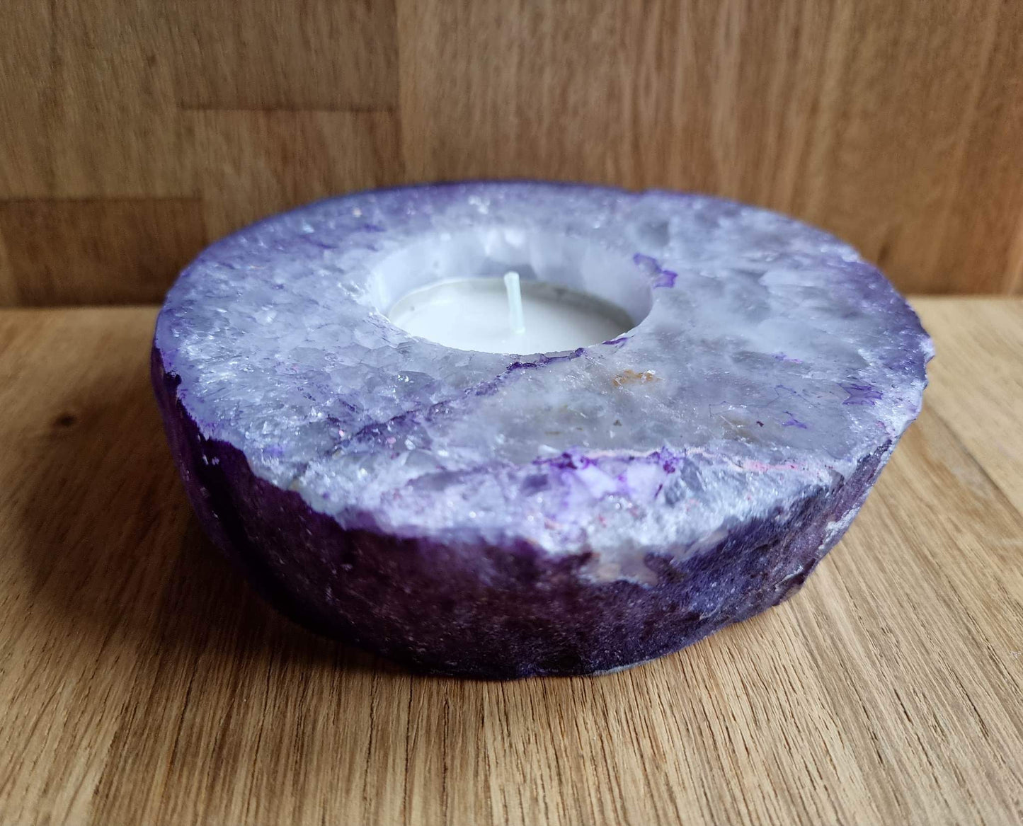 Agate slice tea light holder