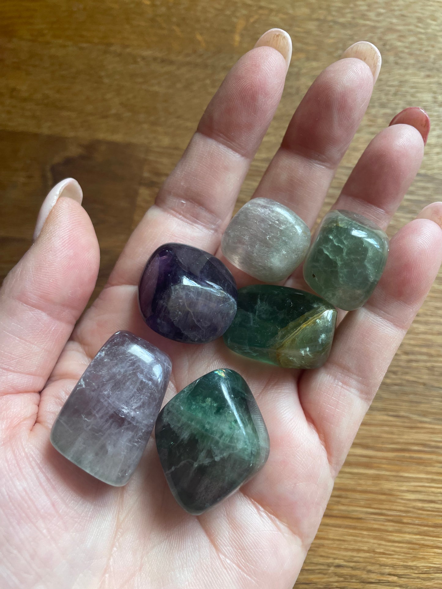 Fluorite tumble stone